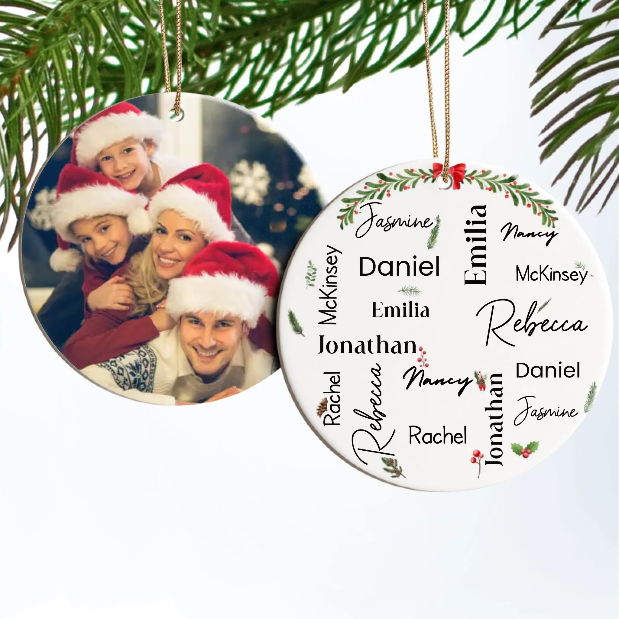 Personalized Photo Christmas Ornament with Custom Message