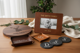 Generate Personalized gifts for Homeware including Family Leather Photo Frame,Christmas Charcuterie Board,Personal Message Valet Tray for Dad,Family Leather Valet Tray,Name and Initial Slate Coaster