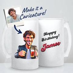 Caricature Celebration Beer Mug - for Him