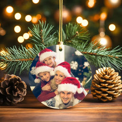 Personalized Photo Christmas Ornament with Custom Message