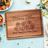 Mom’s Blossoms of Love Cutting Board Engraved with Children’s Names