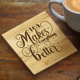 Engraved Bamboo Coaster Set: Eco-Friendly & Naturally Elegant