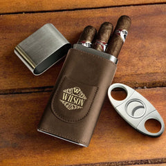 Leather Cigar Case with Cutter