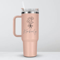 Personalized Name & Birth Flower Tumbler